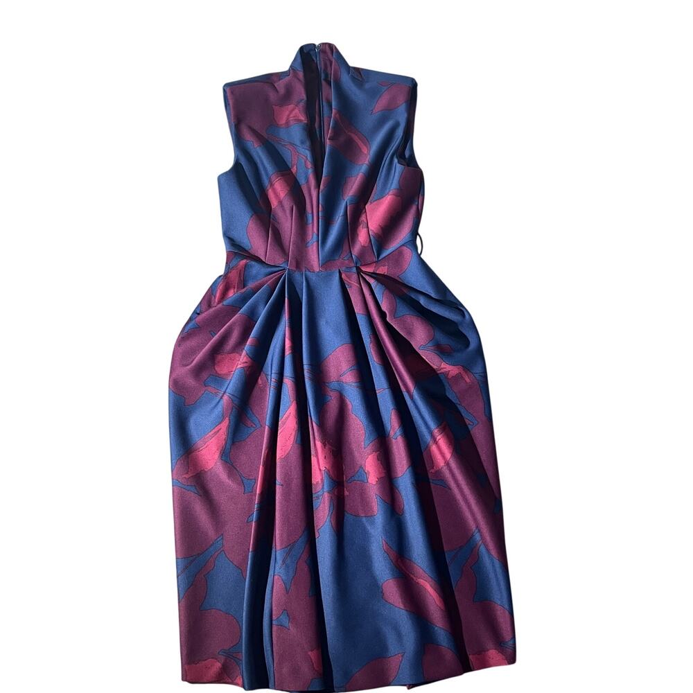 Donna Karan New York Floral Fit & Flare Dress Blue Magenta Size 8